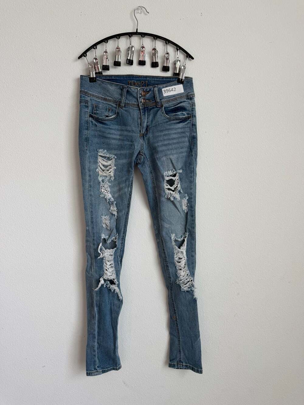 Rue 21 Midrise Ankle Jegging Size 2 Distressed Skinny Jeans Blue